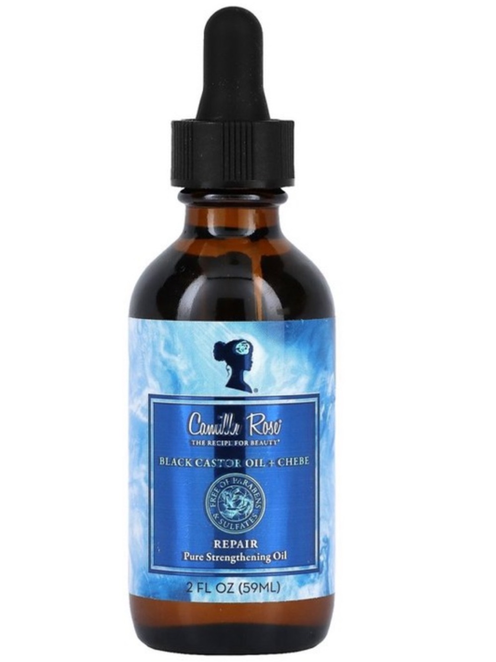 Camille Rose Black Castor Oil + Chebe,
2 fl oz (59 ml)